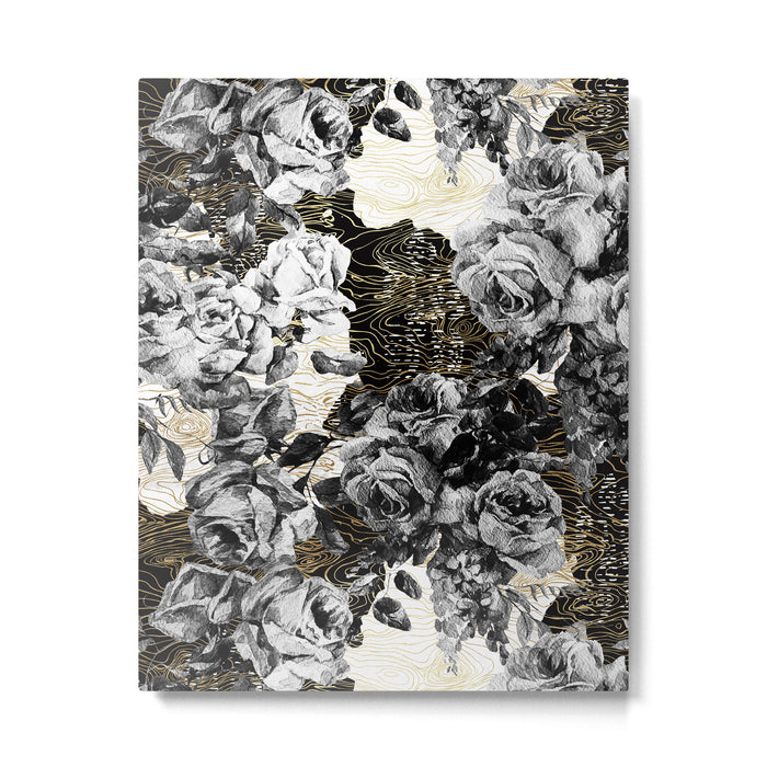 Dark abstract bloom over golden lines Metal Print Gallery Image 1