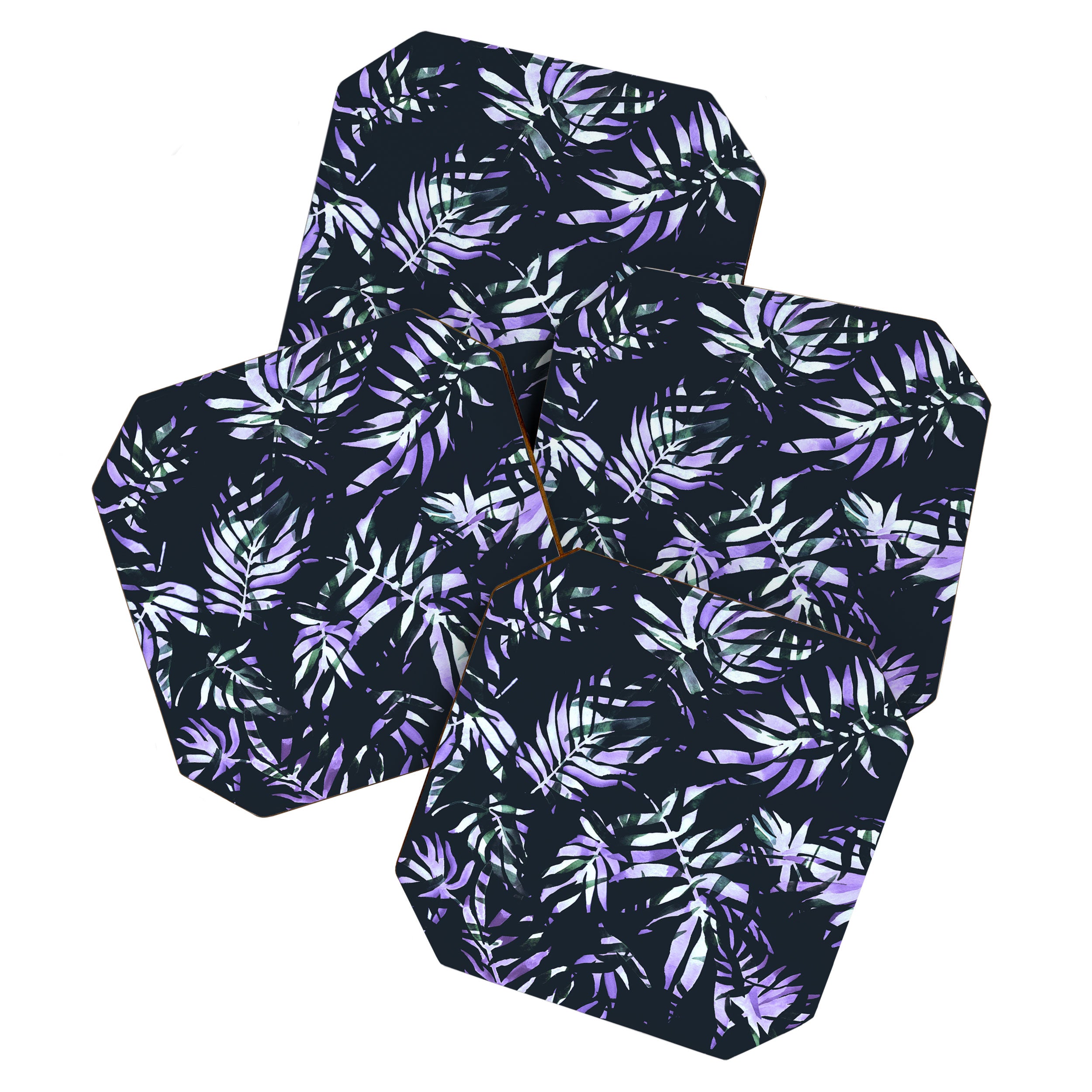 Dark abstract tropical leaves D1 Coaster Gallery Image 1