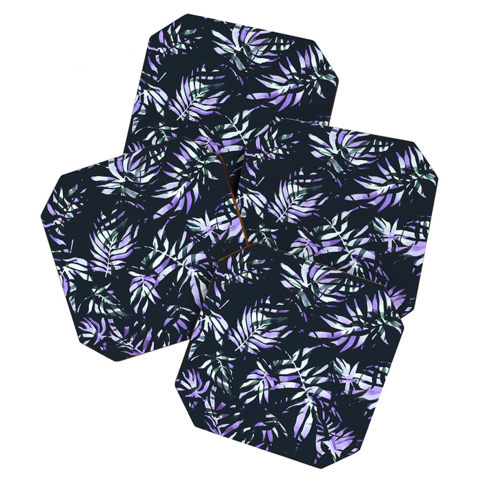 Dark abstract tropical leaves D1 Coaster Gallery Image 1
