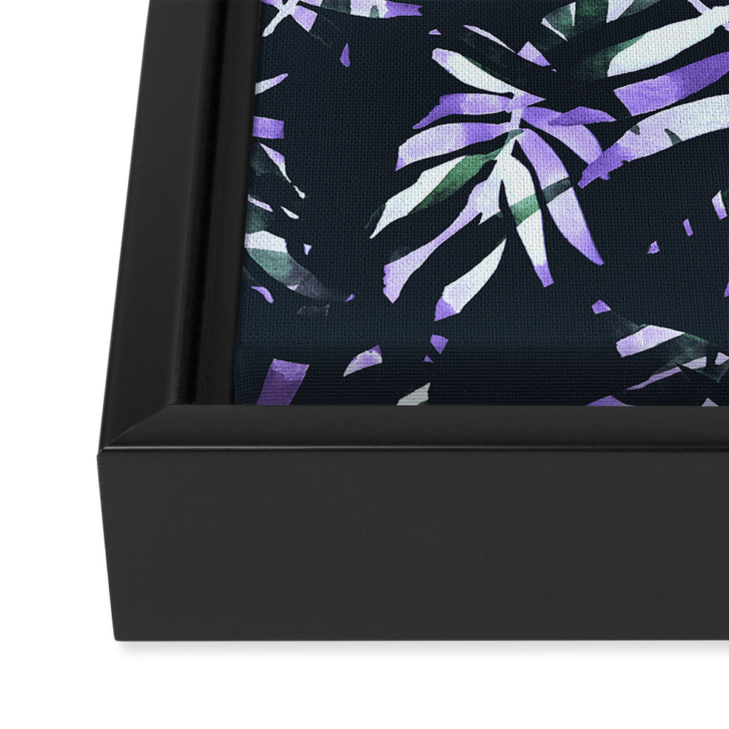 Dark abstract tropical leaves D1 Framed Canvas Print Gallery Image 3