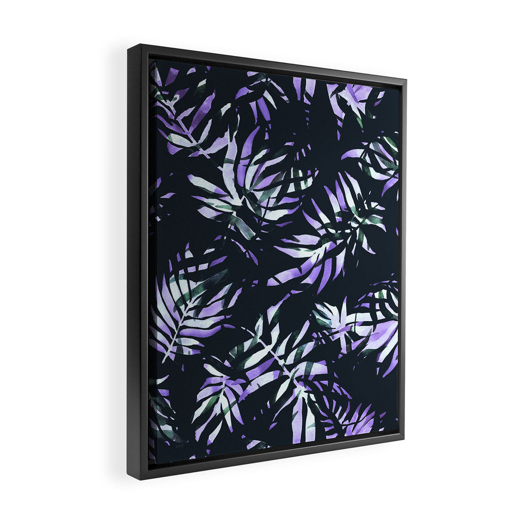 Dark abstract tropical leaves D1 Framed Canvas Print Gallery Image 2