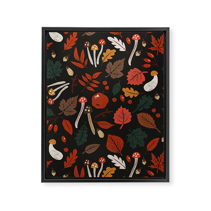 Dark autumnal mushrooms II Framed Canvas Print Gallery Image 1