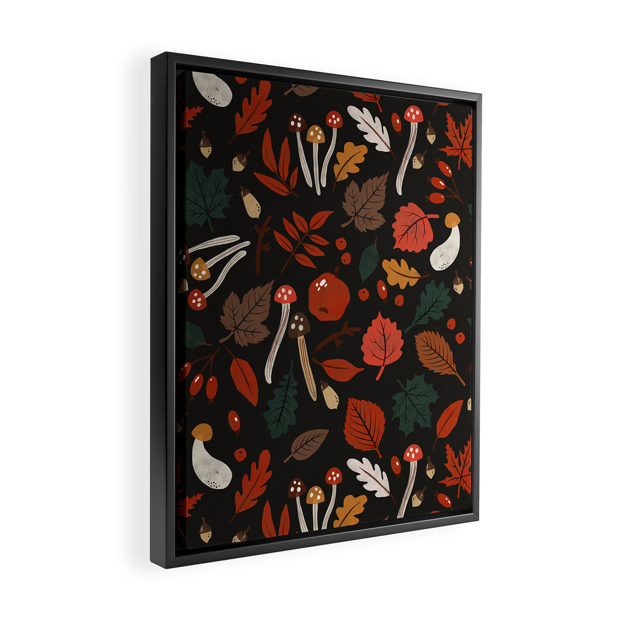 Dark autumnal mushrooms II Framed Canvas Print Gallery Image 2