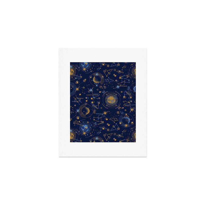 Dark blue zodiac abstract YB Art Print Gallery Image 1