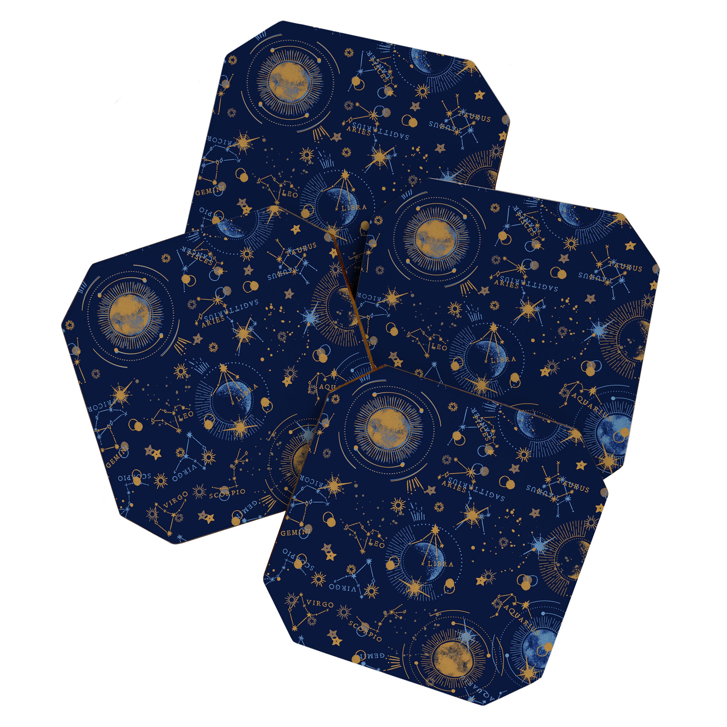 Dark blue zodiac abstract YB Coaster Gallery Image 1