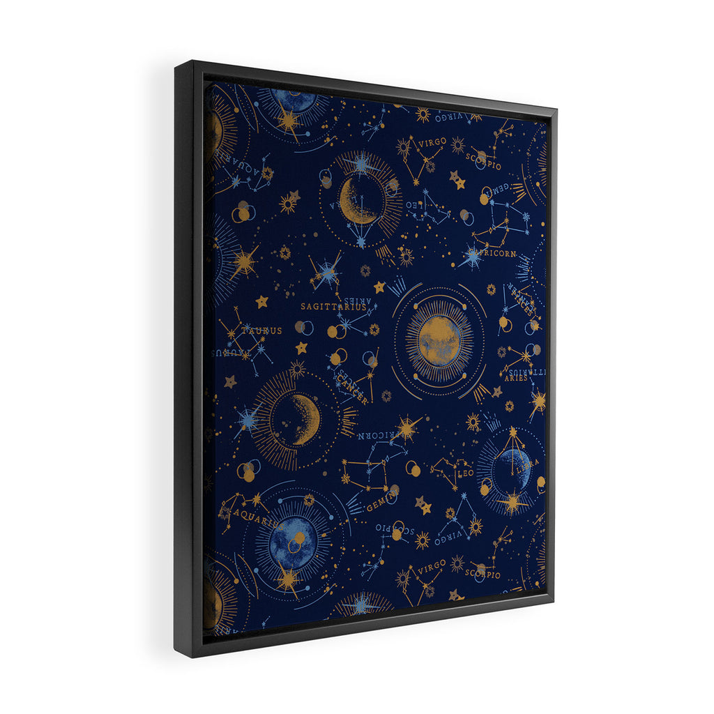 Dark blue zodiac abstract YB Framed Canvas Print Gallery Image 2