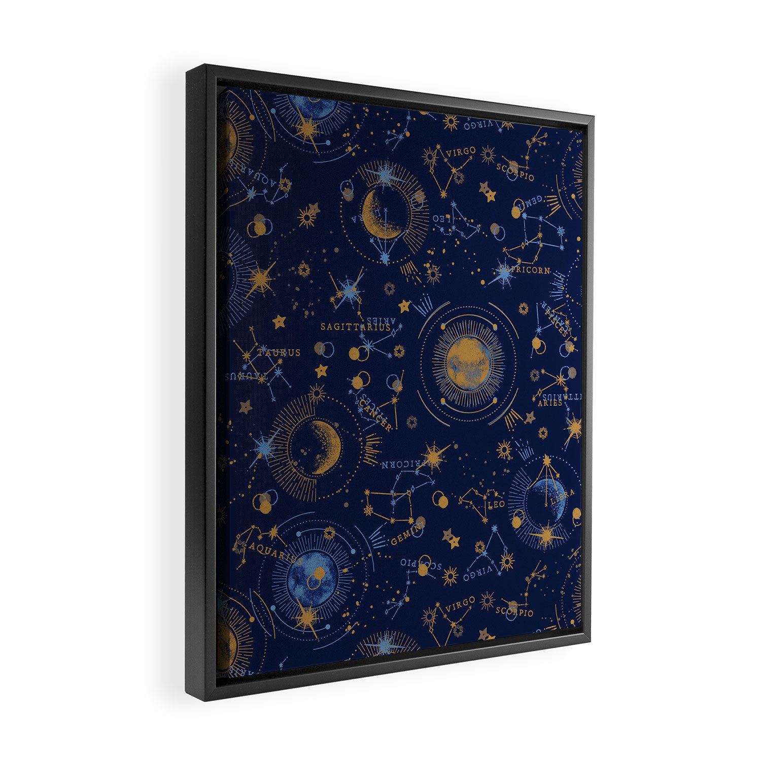 Dark blue zodiac abstract YB Framed Canvas Print Gallery Image 2