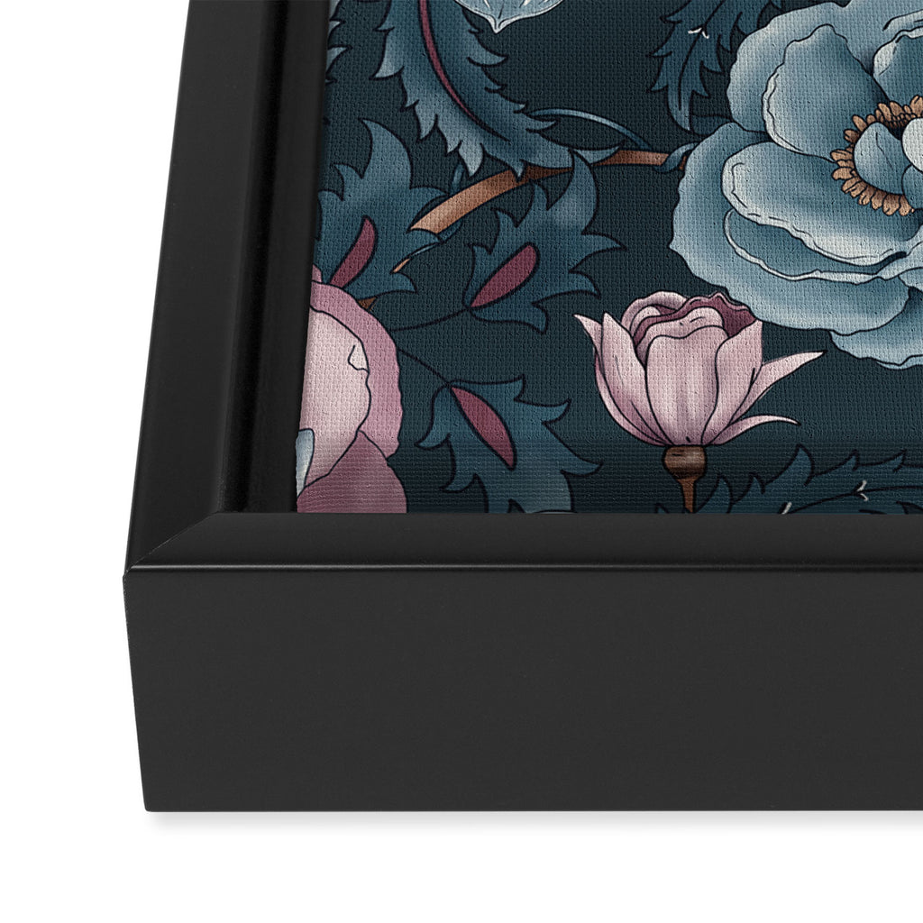 Dark Floral Elegance Framed Canvas Print Gallery Image 3