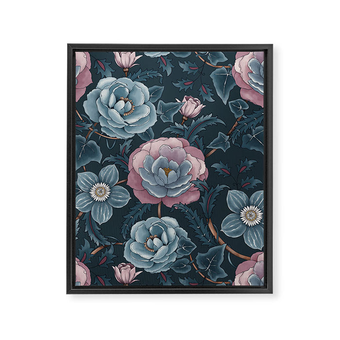 Dark Floral Elegance Framed Canvas Print Gallery Image 1
