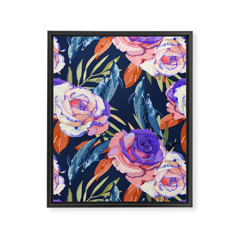 Dark landscape dolphins in the roses Framed Canvas Print Gallery Image 8