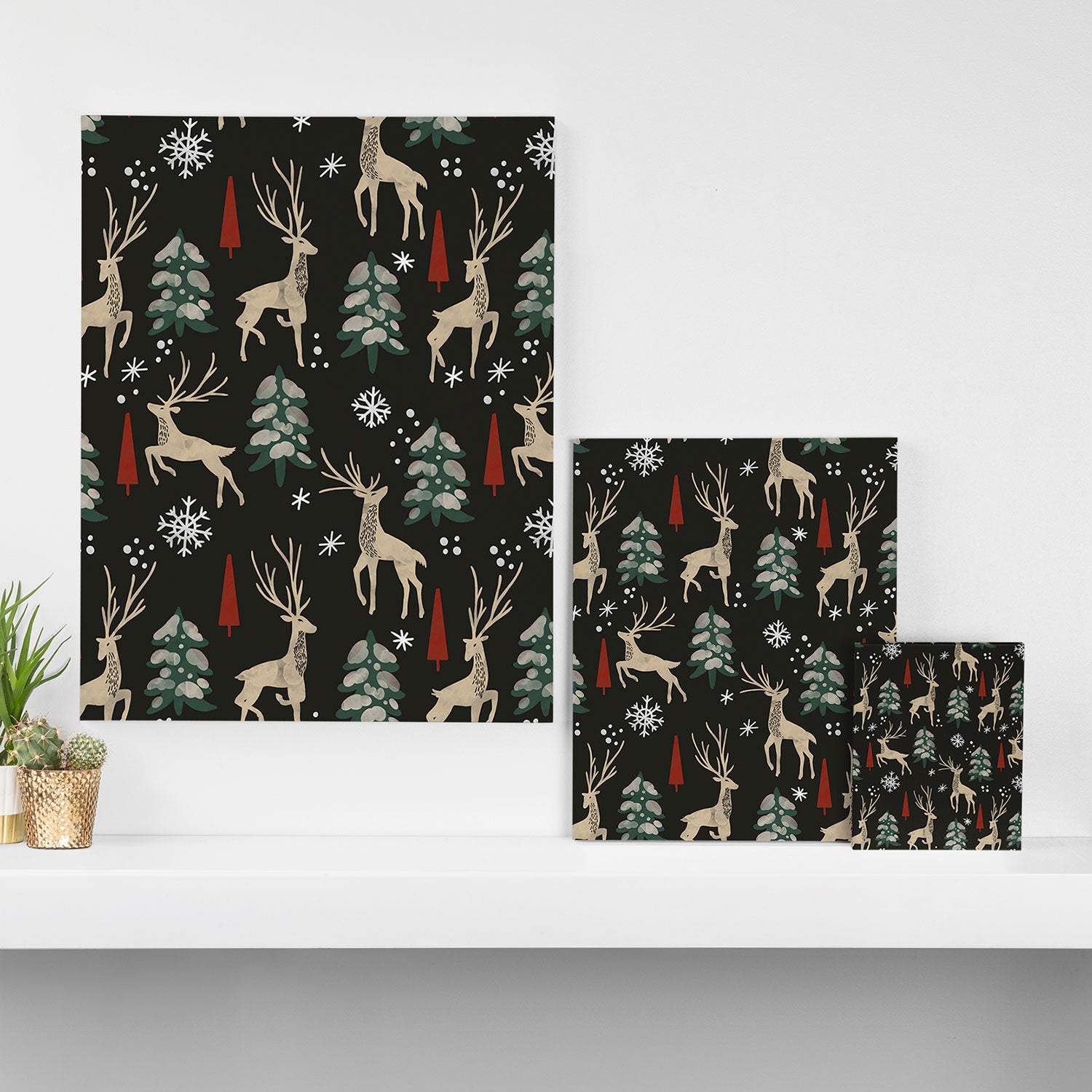 Deer in the snowy night Canvas Print Gallery Image 3