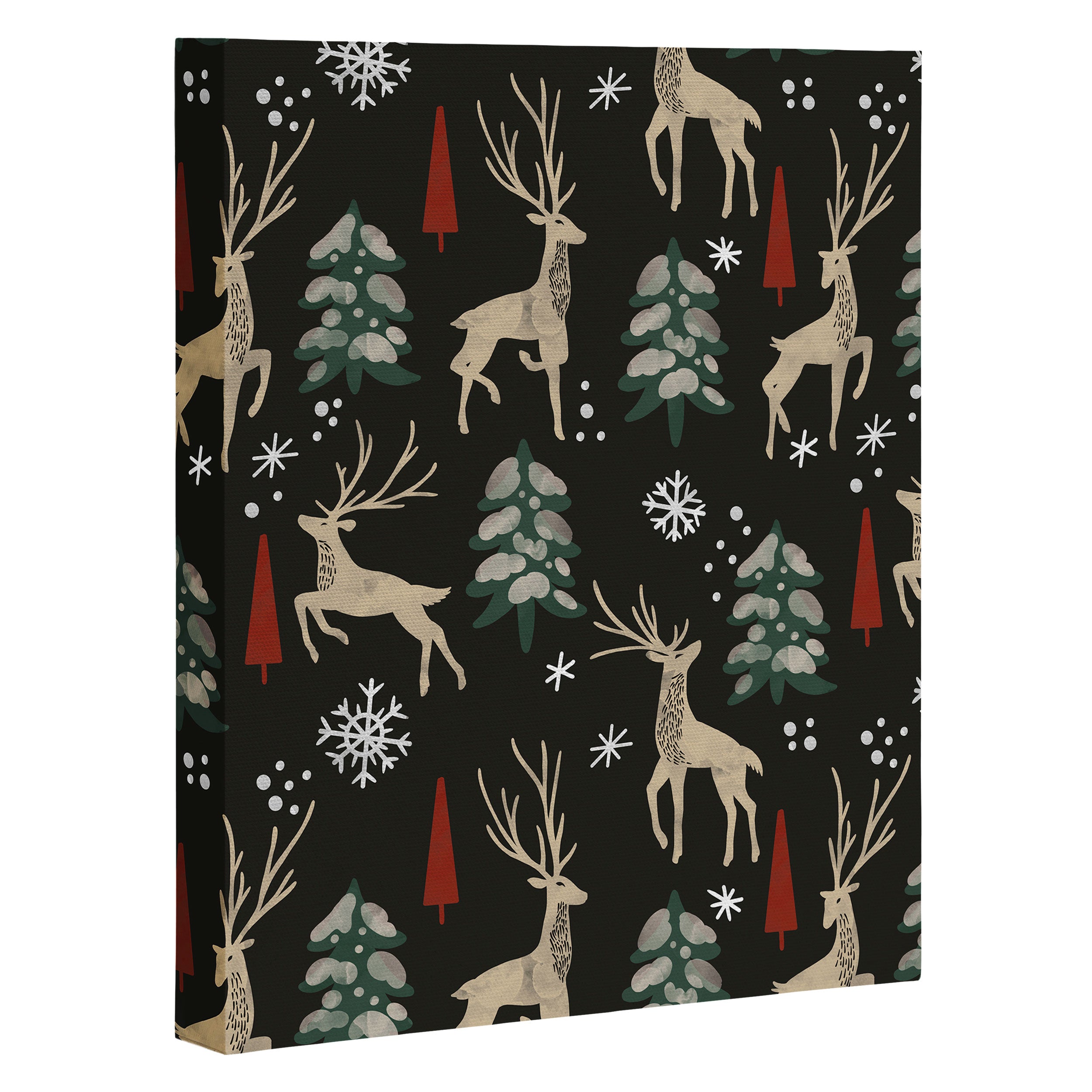 Deer in the snowy night Canvas Print Gallery Image 3