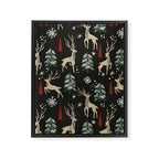 Deer in the snowy night Framed Canvas Print Gallery Image 8