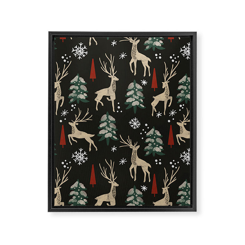 Deer in the snowy night Framed Canvas Print Gallery Image 8