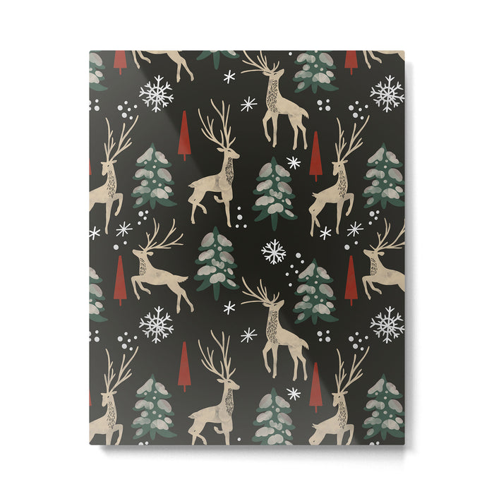 Deer in the snowy night Metal Print Gallery Image 1