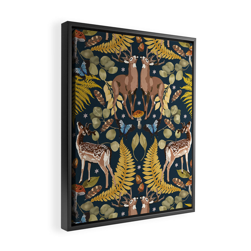 Deer Reflection at Night A Framed Canvas Print Gallery Image 2
