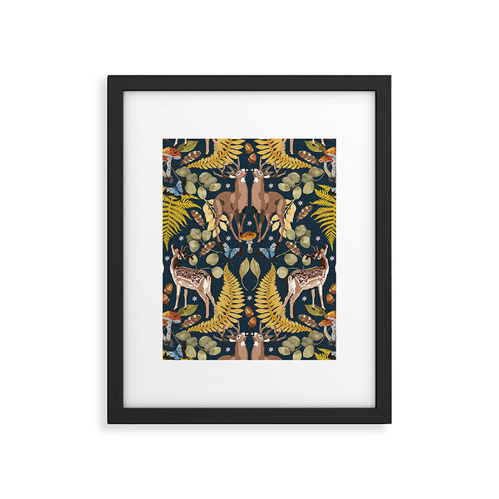 Deer Reflection at Night A Framed Art Print Gallery Image 1
