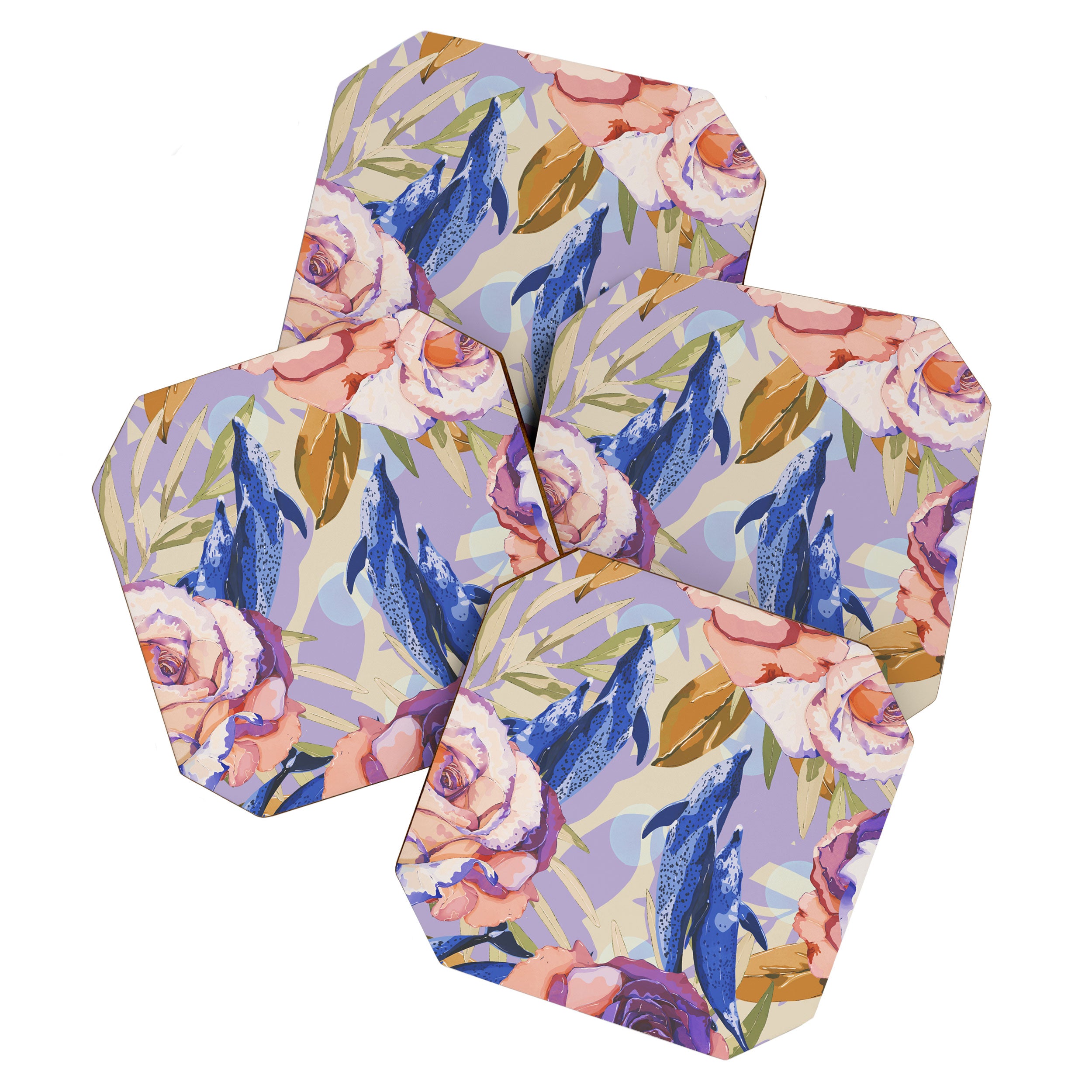 Dolphins in the roses A Coaster Gallery Image 1