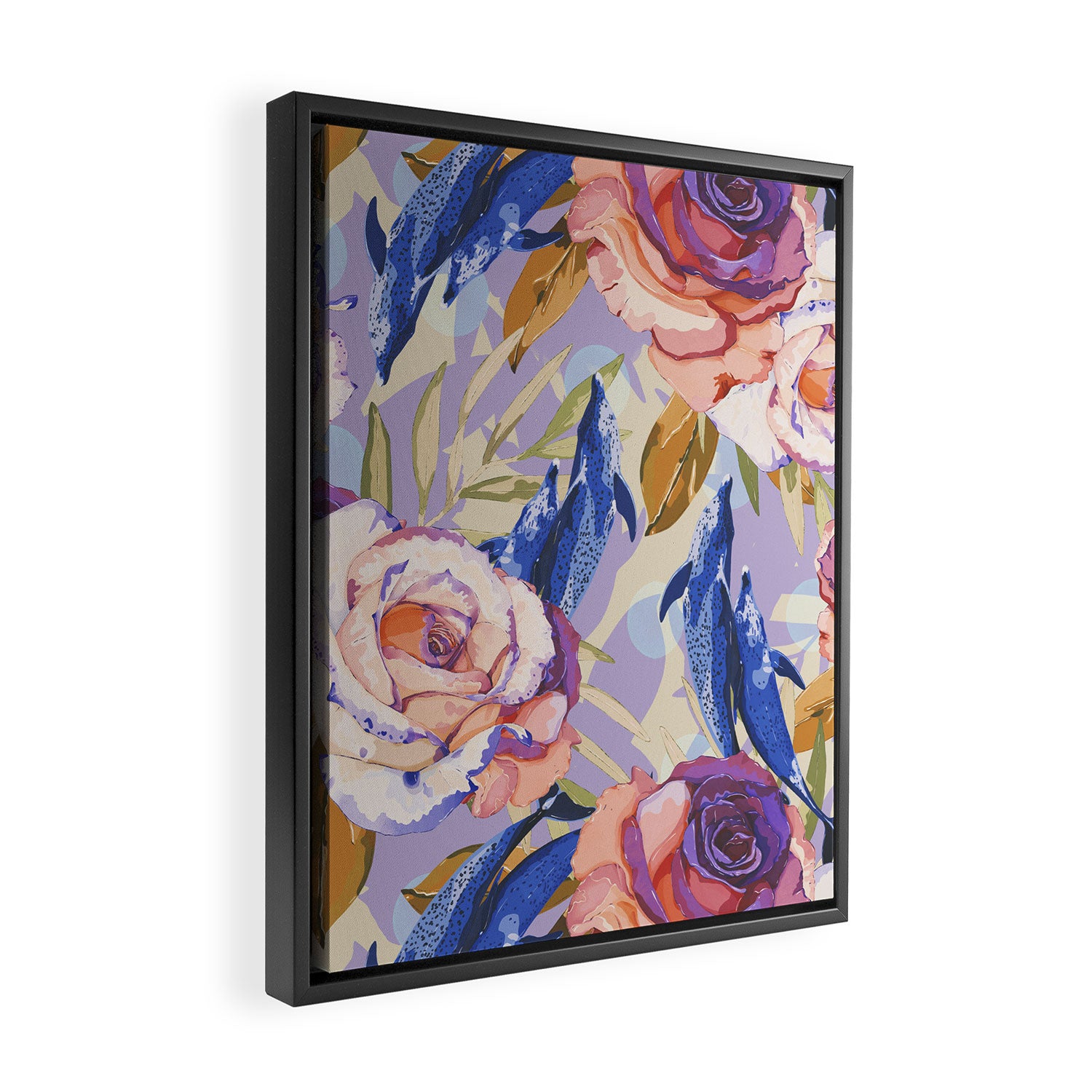 Dolphins in the roses A Framed Canvas Print Gallery Image 2