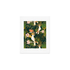 Drawing of exotic birds in the dark jungle Art Print Gallery Image 1
