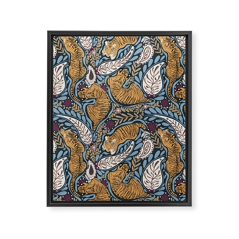 Exotic Tiger Oasis Dark Framed Canvas Print Gallery Image 8