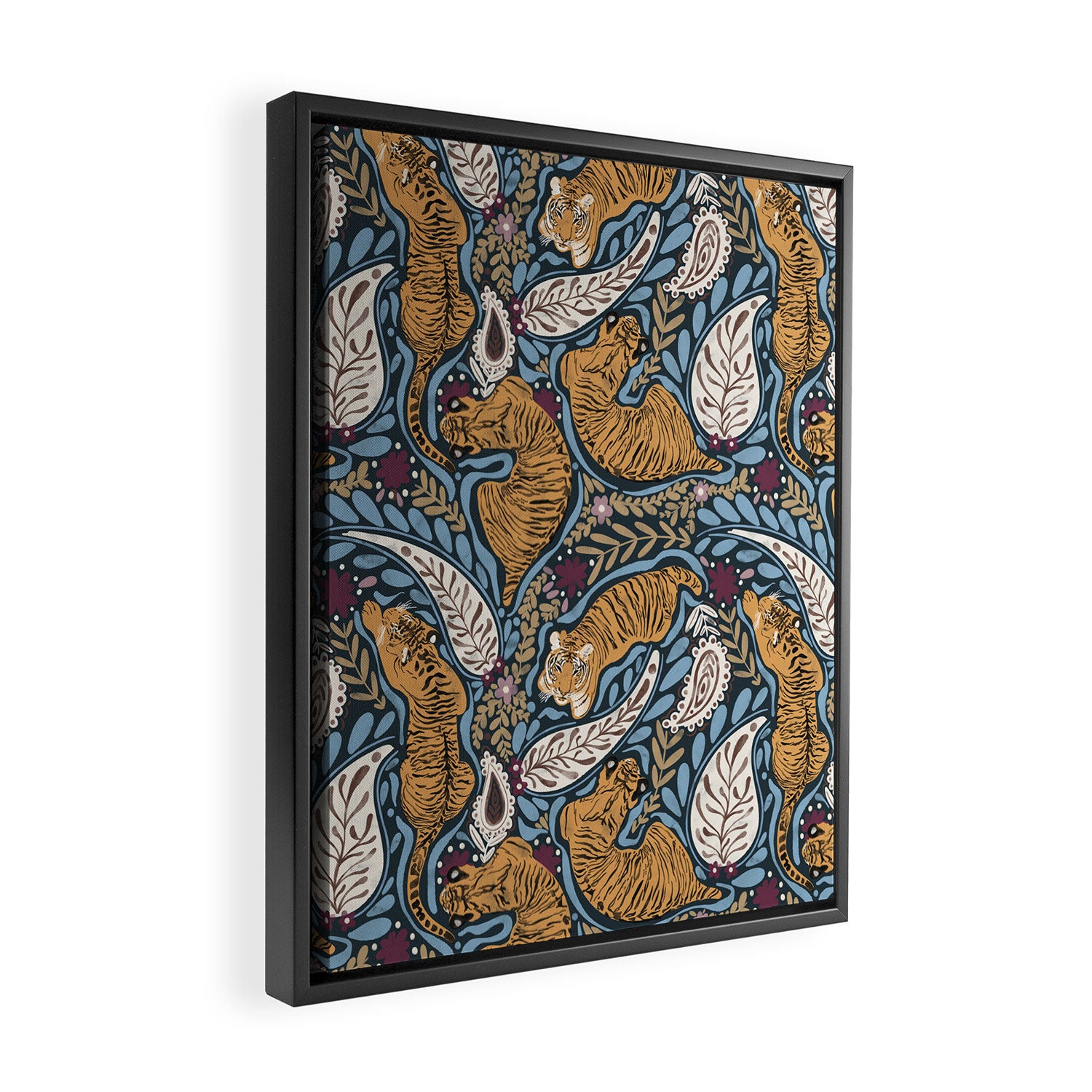 Exotic Tiger Oasis Dark Framed Canvas Print Gallery Image 2