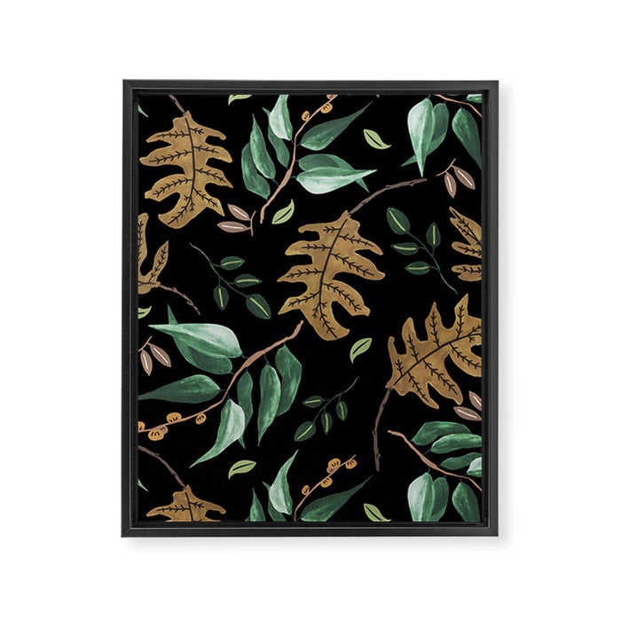 Fall of fall leaves dark Framed Canvas Print Gallery Image 1