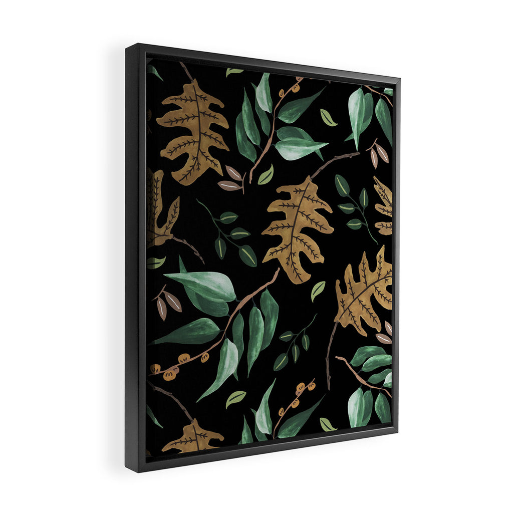 Fall of fall leaves dark Framed Canvas Print Gallery Image 2