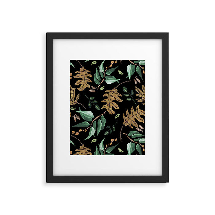 Fall of fall leaves dark Framed Art Print Gallery Image 1