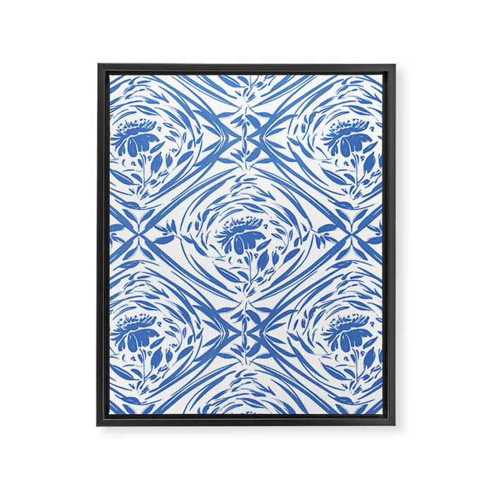 Floral pleasure pattern BW Framed Canvas Print Gallery Image 1