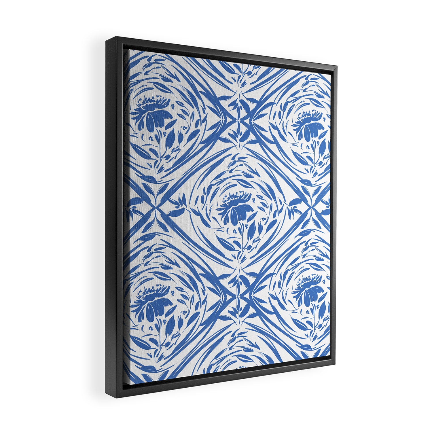 Floral pleasure pattern BW Framed Canvas Print Gallery Image 2