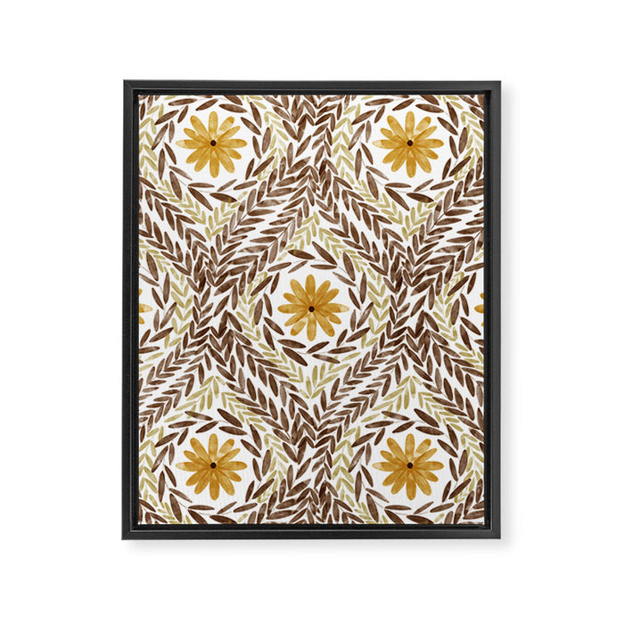 Golden Daisy Swirl Framed Canvas Print Gallery Image 1