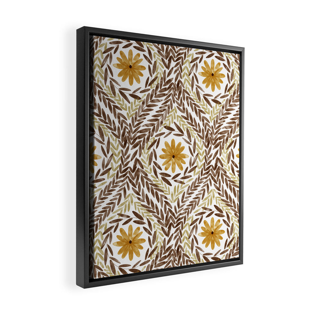 Golden Daisy Swirl Framed Canvas Print Gallery Image 2