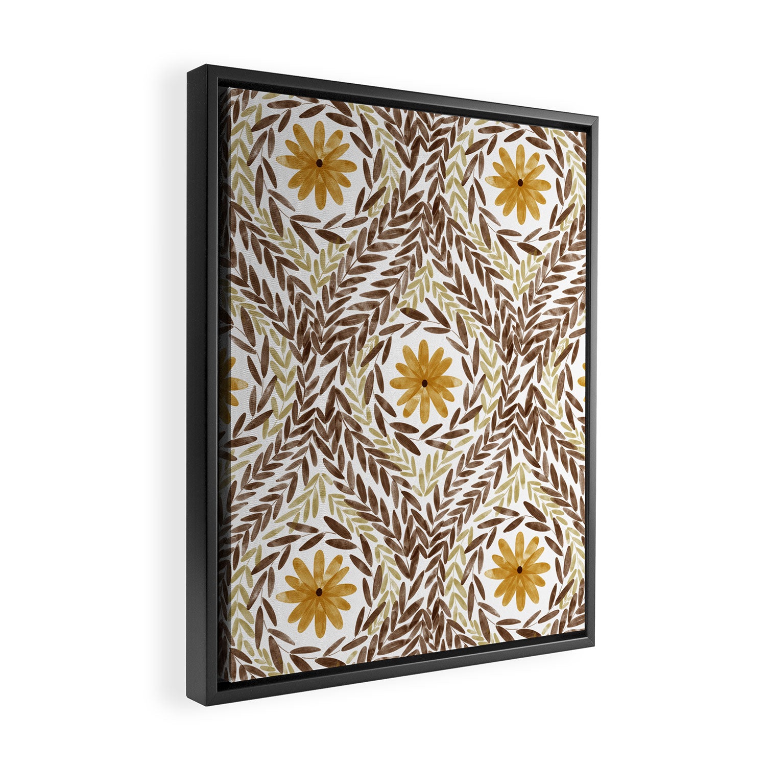 Golden Daisy Swirl Framed Canvas Print Gallery Image 2