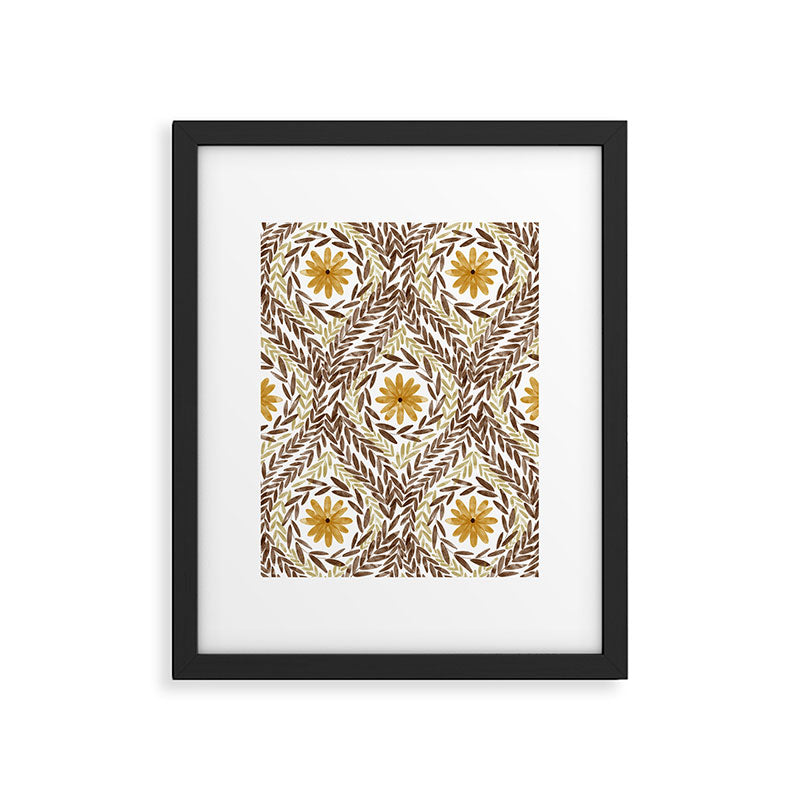Golden Daisy Swirl Framed Art Print Gallery Image 6