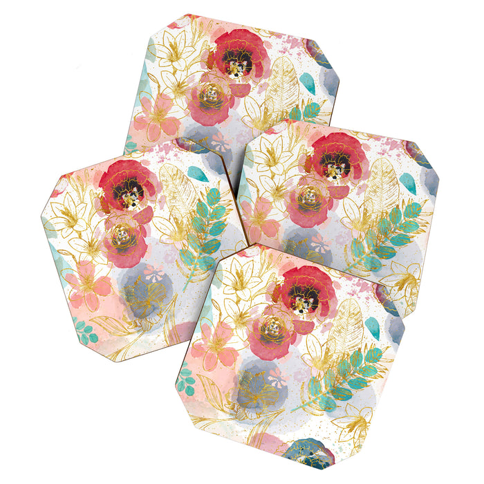 Golden flowers Coaster Gallery Image 1