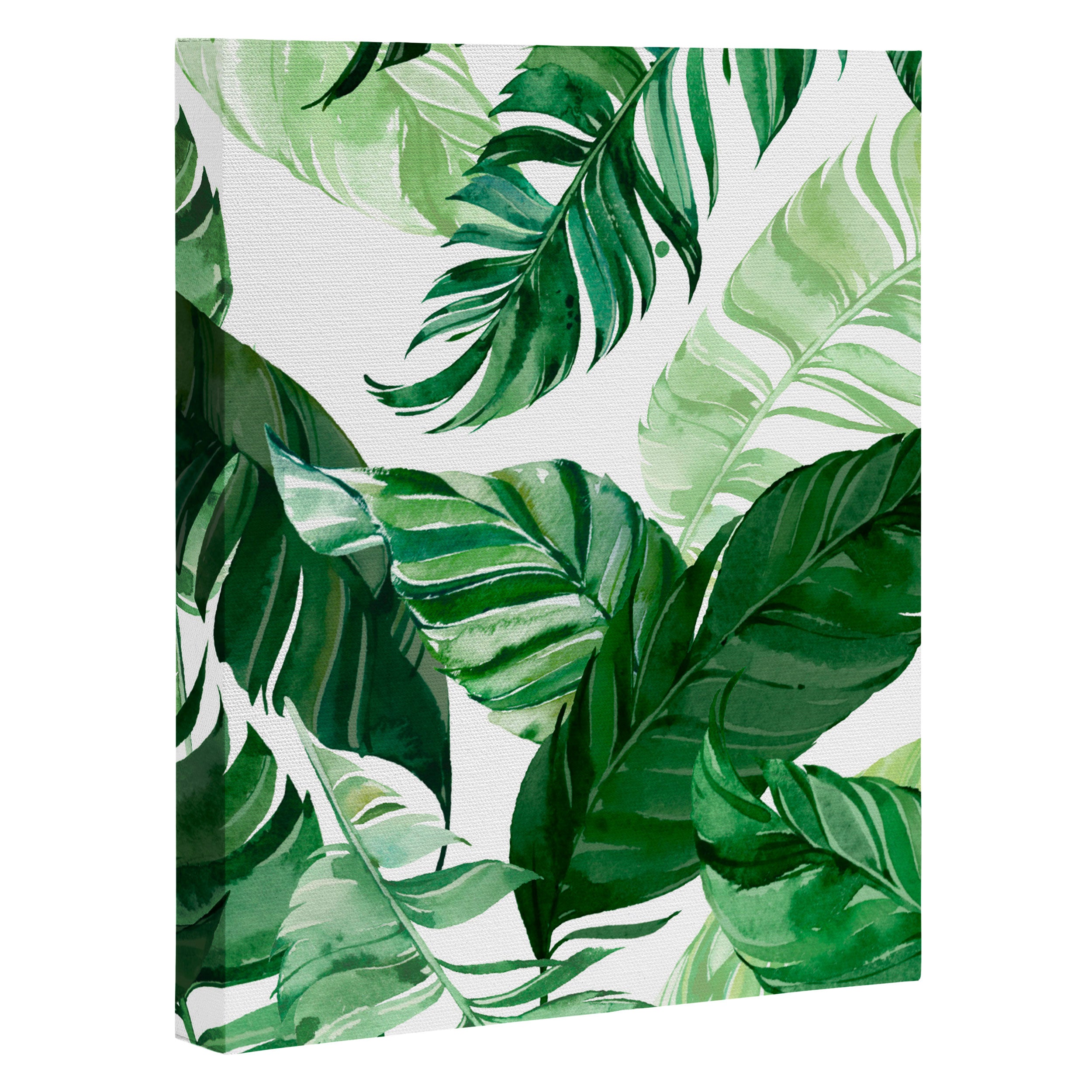Green leaf watercolor pattern Canvas Print Gallery Image 3