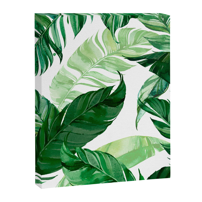 Green leaf watercolor pattern Canvas Print Gallery Image 1