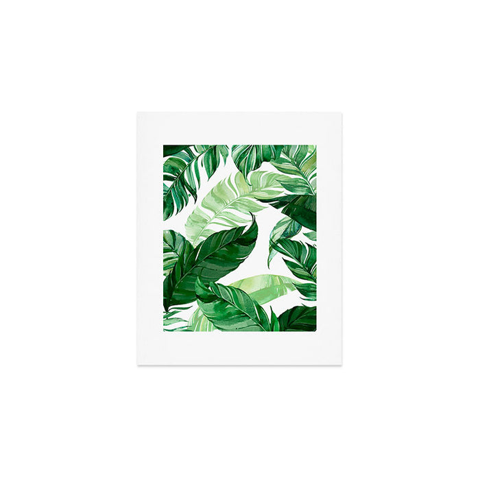 Green leaf watercolor pattern Art Print Gallery Image 1