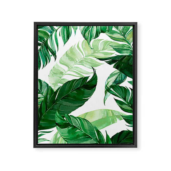 Green leaf watercolor pattern Framed Canvas Print Gallery Image 1