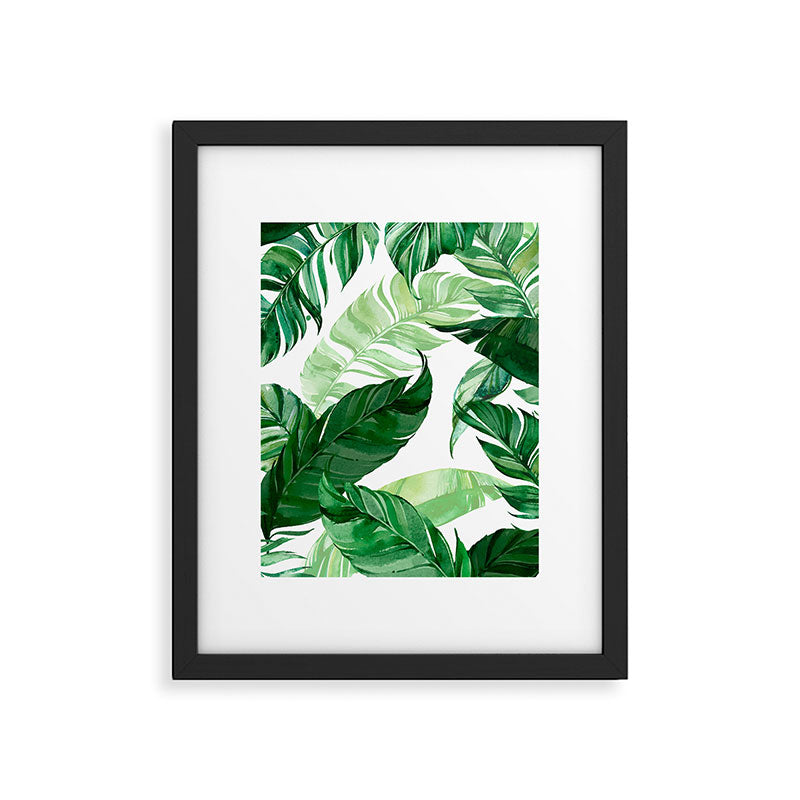 Green leaf watercolor pattern Framed Art Print Gallery Image 4