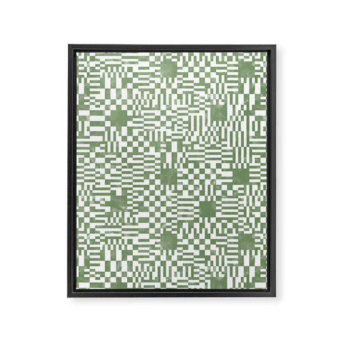 Green Op Art Vibes Framed Canvas Print Gallery Image 1