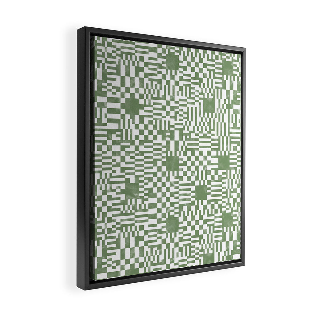 Green Op Art Vibes Framed Canvas Print Gallery Image 2
