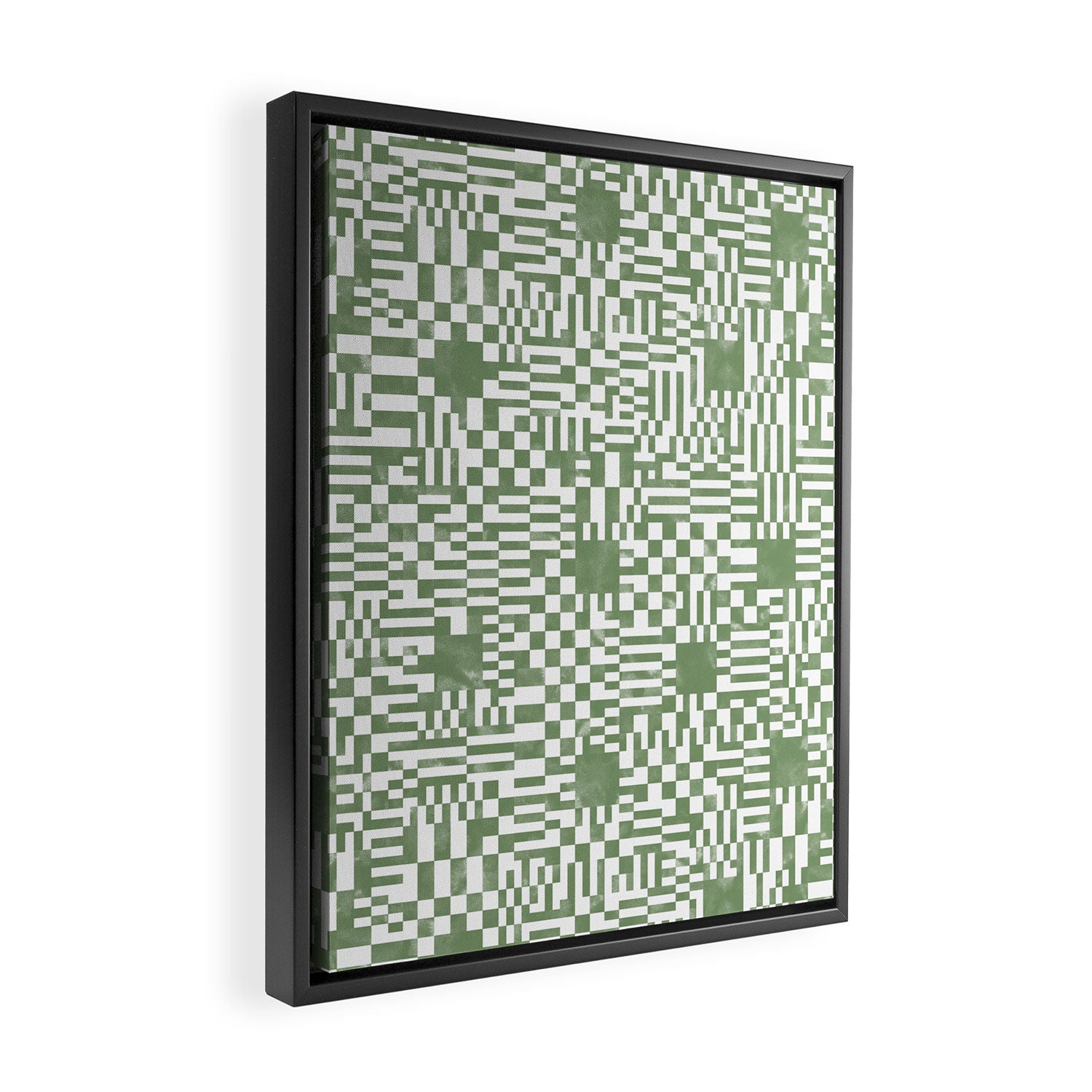 Green Op Art Vibes Framed Canvas Print Gallery Image 2