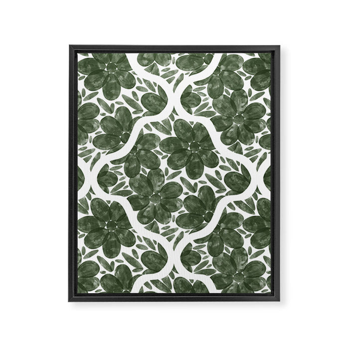 Green Petals Oasis Motif Framed Canvas Print Gallery Image 1