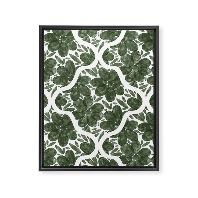 Green Petals Oasis Motif Framed Canvas Print Gallery Image 8
