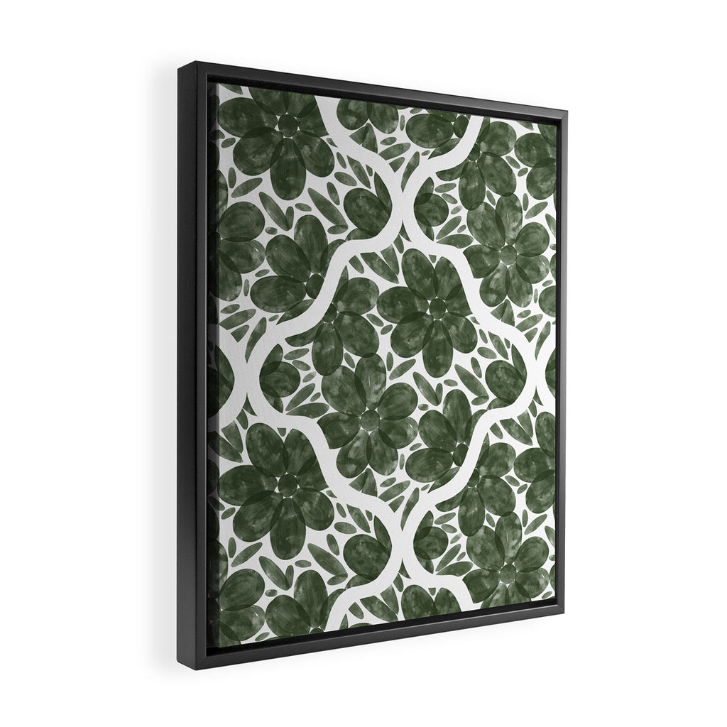 Green Petals Oasis Motif Framed Canvas Print Gallery Image 2