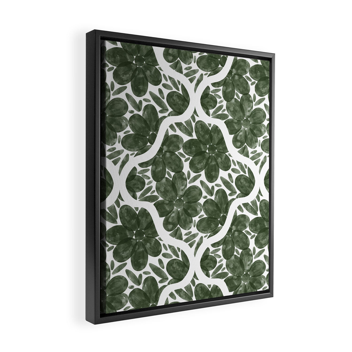 Green Petals Oasis Motif Framed Canvas Print Gallery Image 2