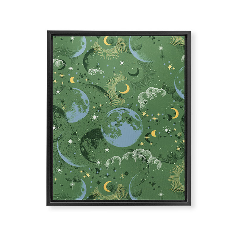 Greenish starry lunar sky Framed Canvas Print Gallery Image 8