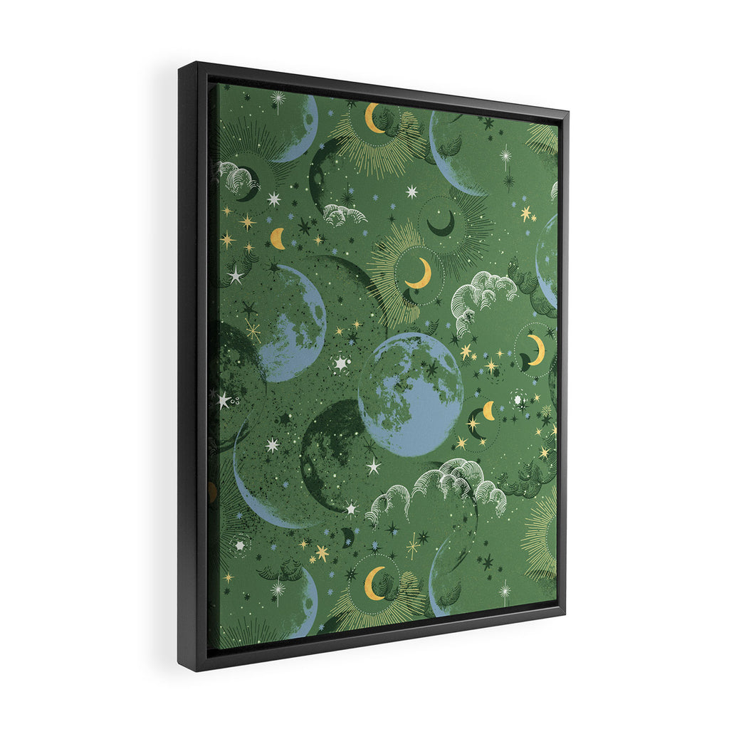 Greenish starry lunar sky Framed Canvas Print Gallery Image 2